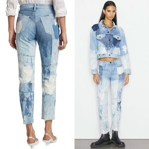 NWT FRAME 90s High Rise Acid Wash Denim Ankle Crop Raw Hem Straight Leg Jeans 25